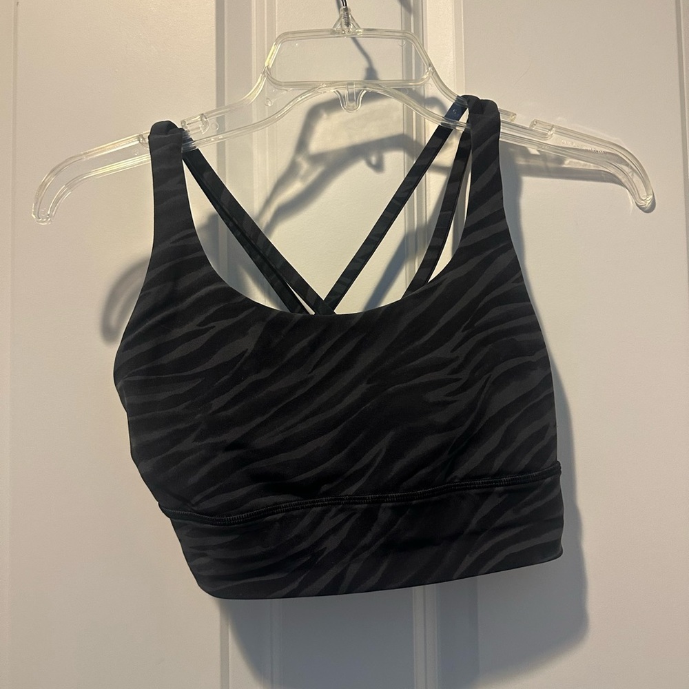 Black Zebra Print Lululemon Energy Sports Bra